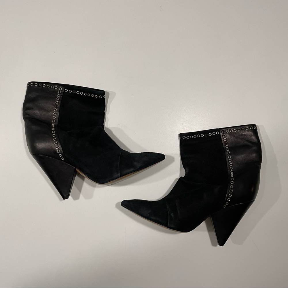 Isabel Marant Black Ankle Boots with Silver Accents